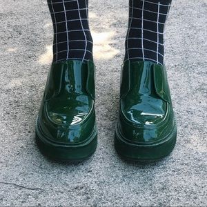 Jeffrey Campbell Green Patent platform loafers
